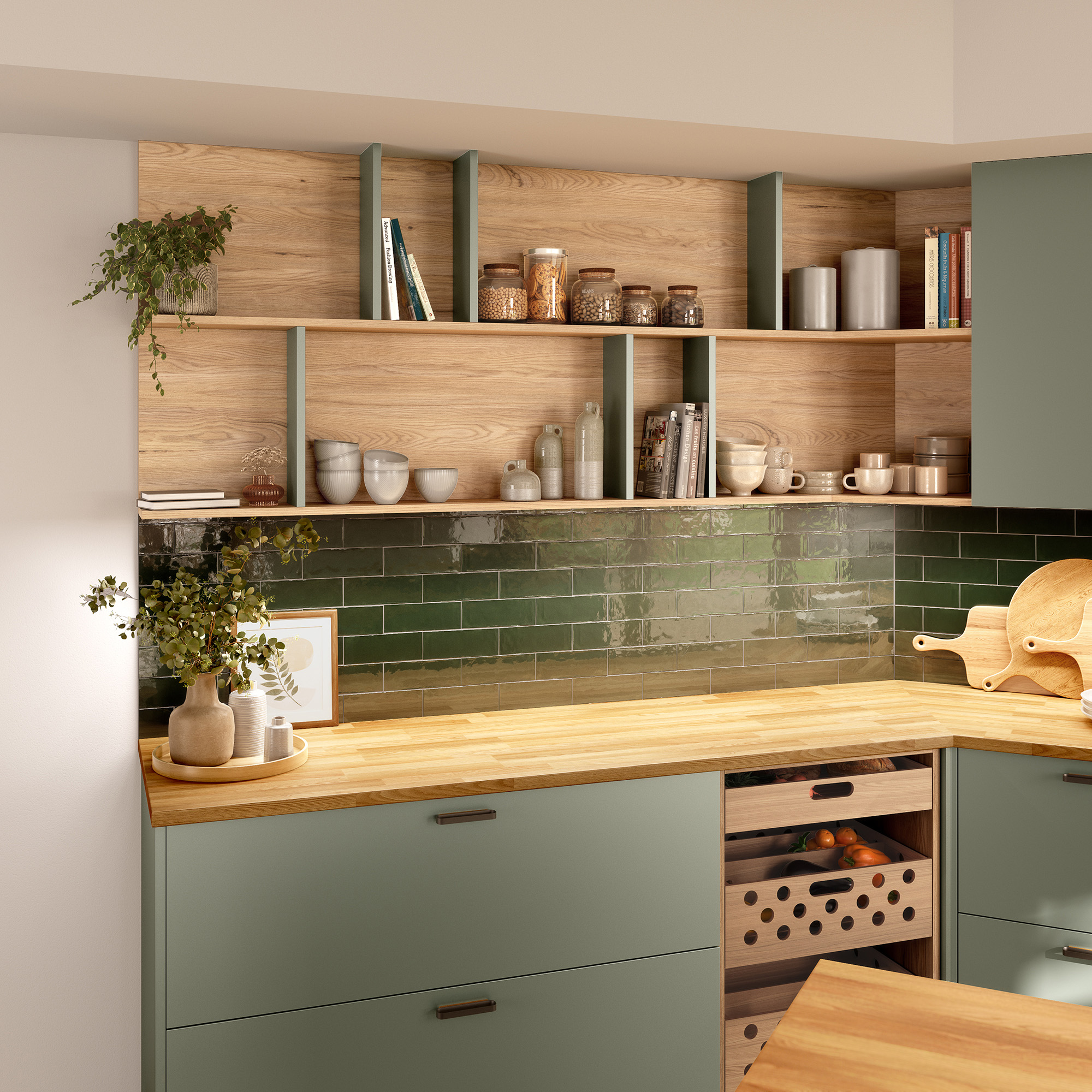 cuisine verte et bois