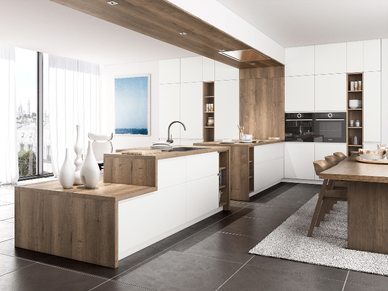 cuisine blanche et bois