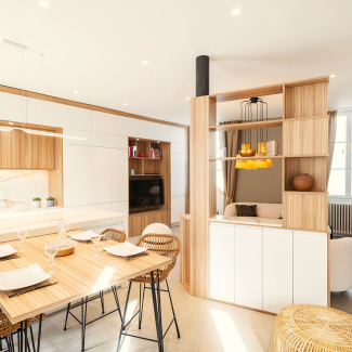Cuisine blanche et bois