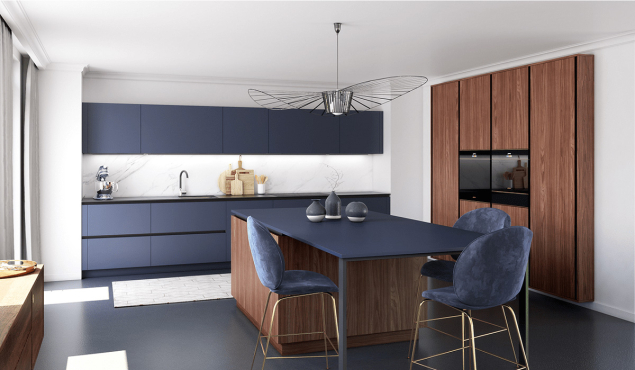 Cuisine bleue et bois