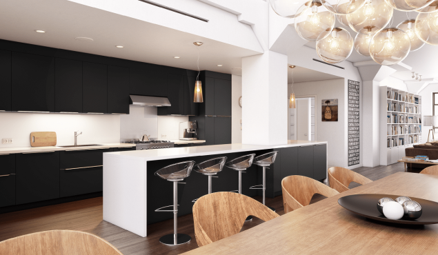 Cuisine noire et blanche